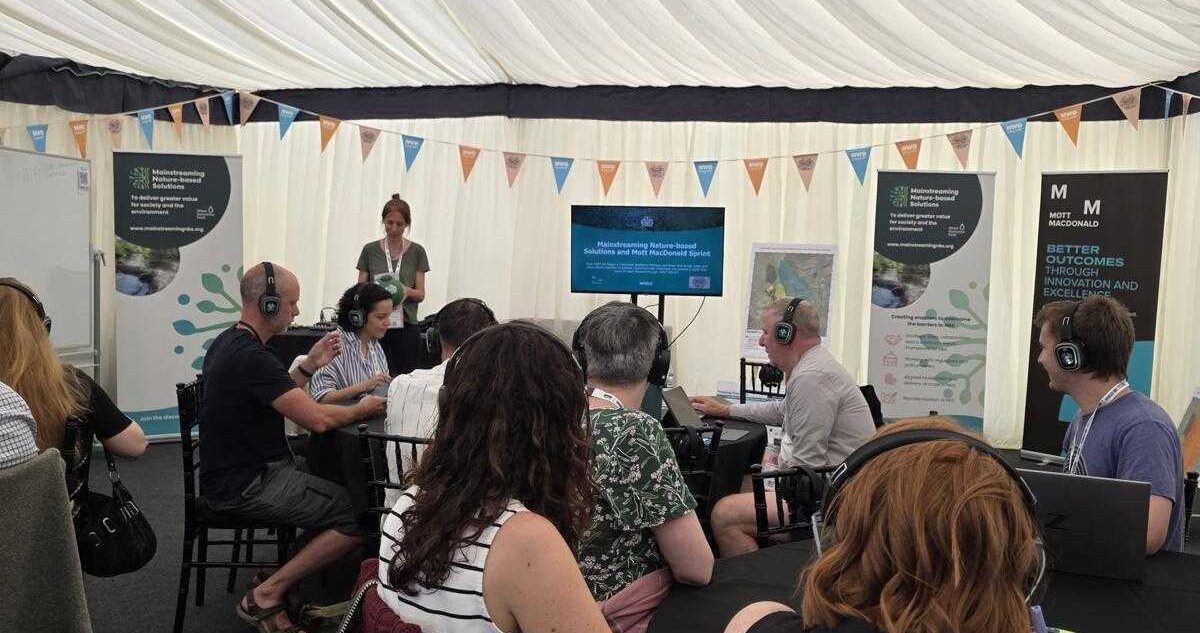 Image of participants inside the MNbS sprint tent at the Northumbrian Water Innovation Festival