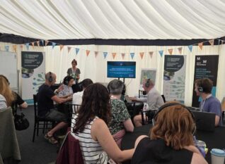 Image of participants inside the MNbS sprint tent at the Northumbrian Water Innovation Festival
